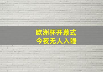 欧洲杯开幕式 今夜无人入睡